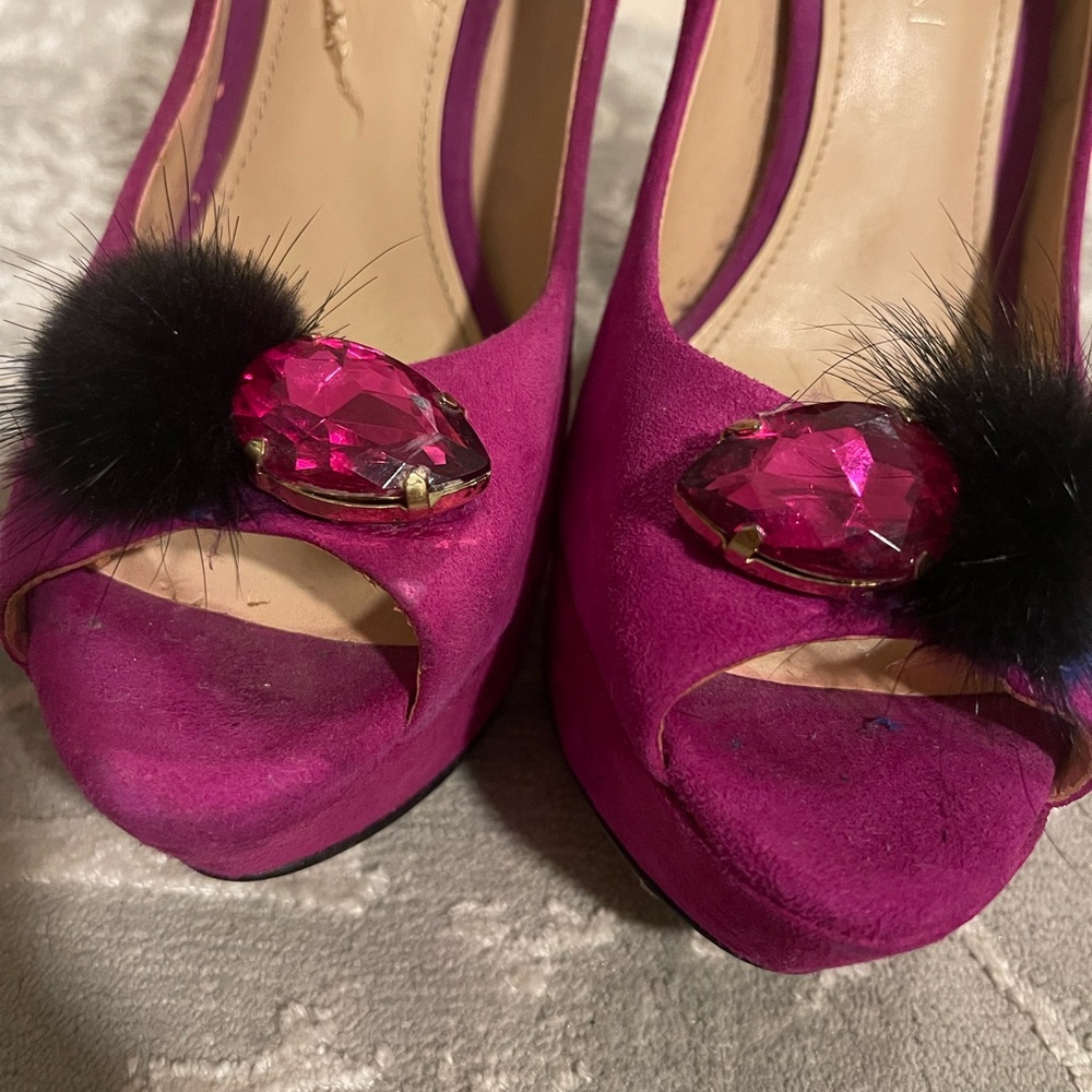 hot pink thick high heel shoe size 6.5 - Picture 11 of 11